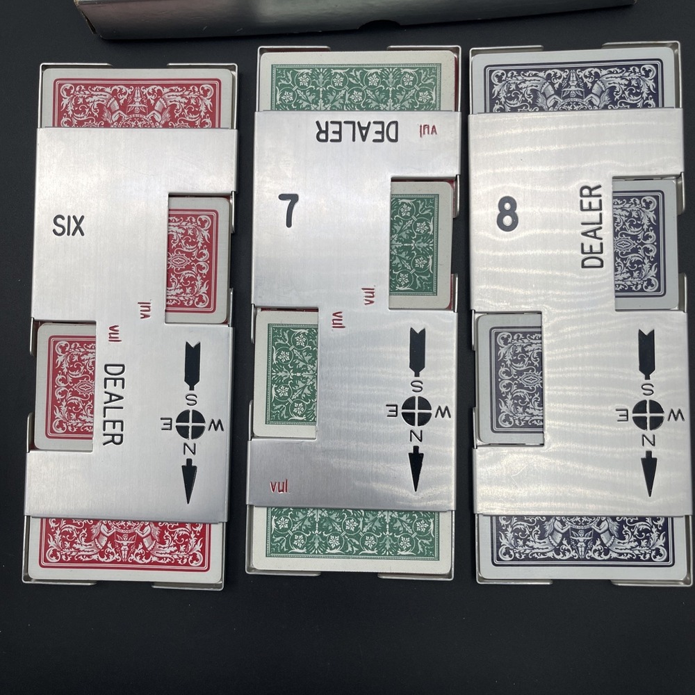 Vintage Autobridge Duplicate Bridge Set 3 Metal Boards w Cards Box Instructions - Picture 3 of 5